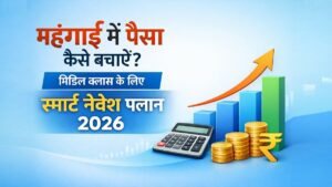 महंगाई में पैसा कैसे बचाएं? मिडिल क्लास के लिए स्मार्ट निवेश प्लान 2026 ग्राफ, कैलकुलेटर और रुपये के प्रतीक के साथ