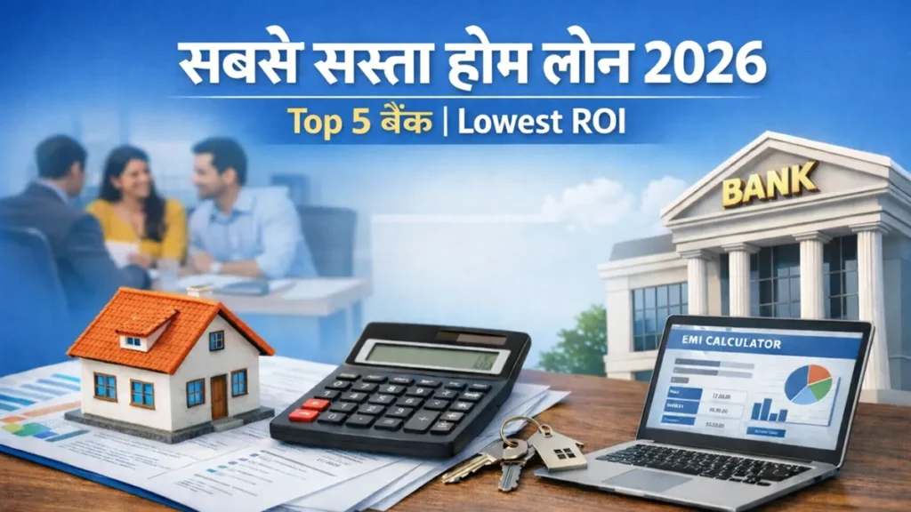 2026 में सबसे सस्ता होम लोन देने वाले टॉप 5 बैंक और उनकी ब्याज दर