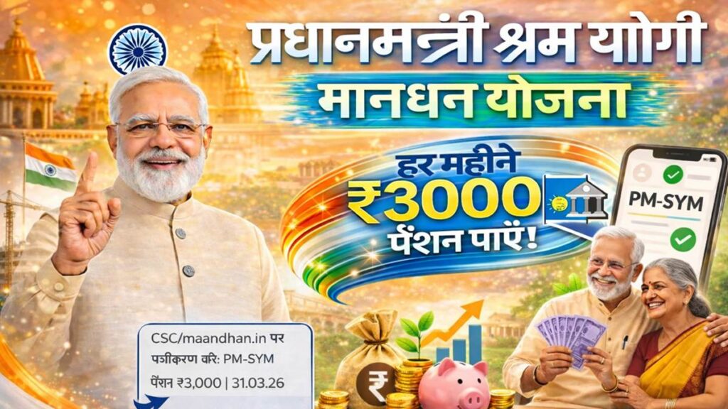 प्रधानमंत्री श्रम योगी मानधन योजना में ₹3000 मासिक पेंशन की जानकारी