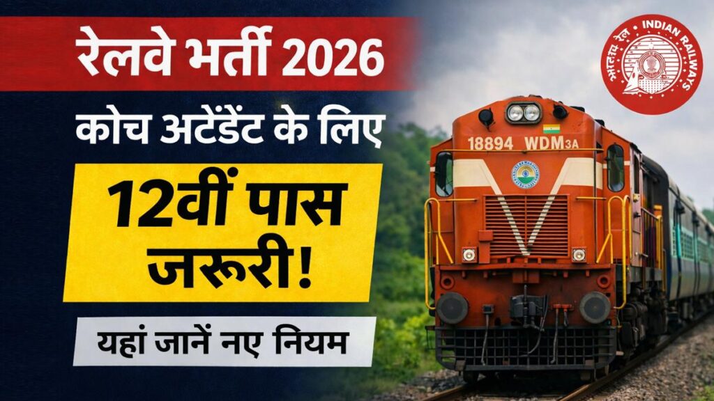 रेलवे भर्ती 2026 में कोच अटेंडेंट के लिए 12वीं पास जरूरी नई योग्यता