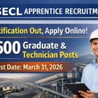 SECL Apprentice Recruitment 2026 notification 1600 graduate and technician posts last date March 31