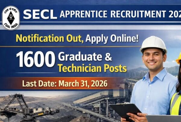 SECL Apprentice Recruitment 2026 notification 1600 graduate and technician posts last date March 31