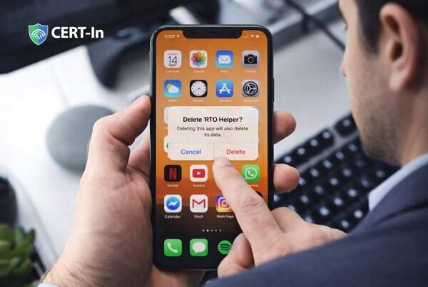 person deleting fake app from android phone cyber security alert