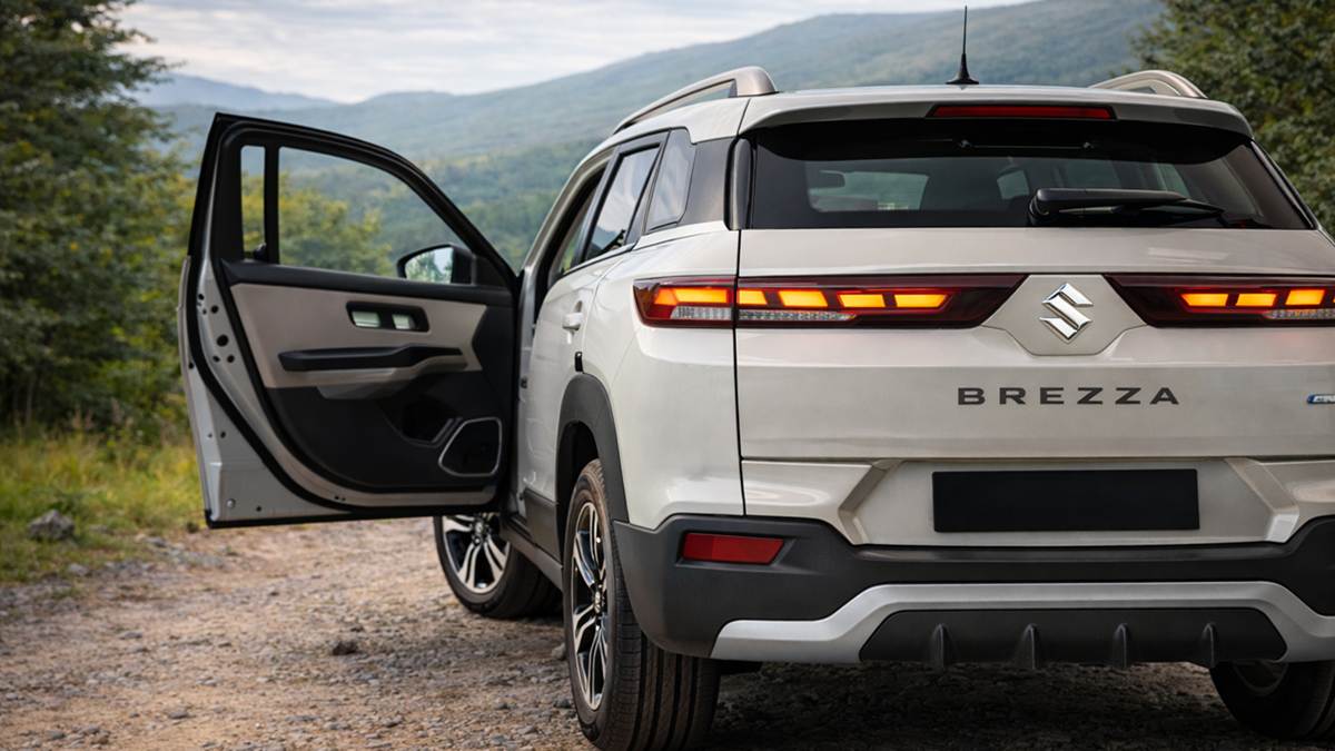 Maruti Brezza 2026 new model SUV rear view with modern design and LED lights