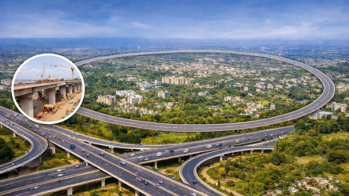 Aerial view of Ranchi outer ring road project
